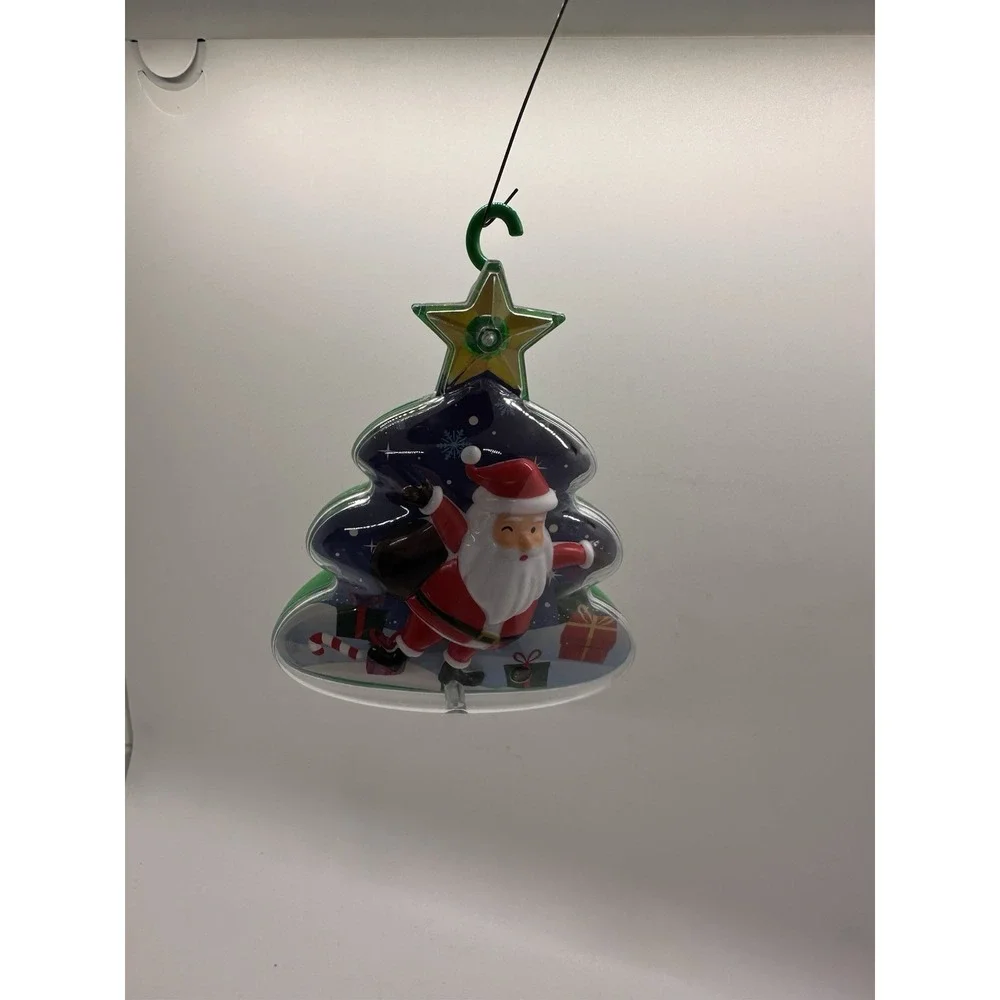 2023 Light Up‎ Musical Santa Ornament Christmas Tree Shape Battery Operated